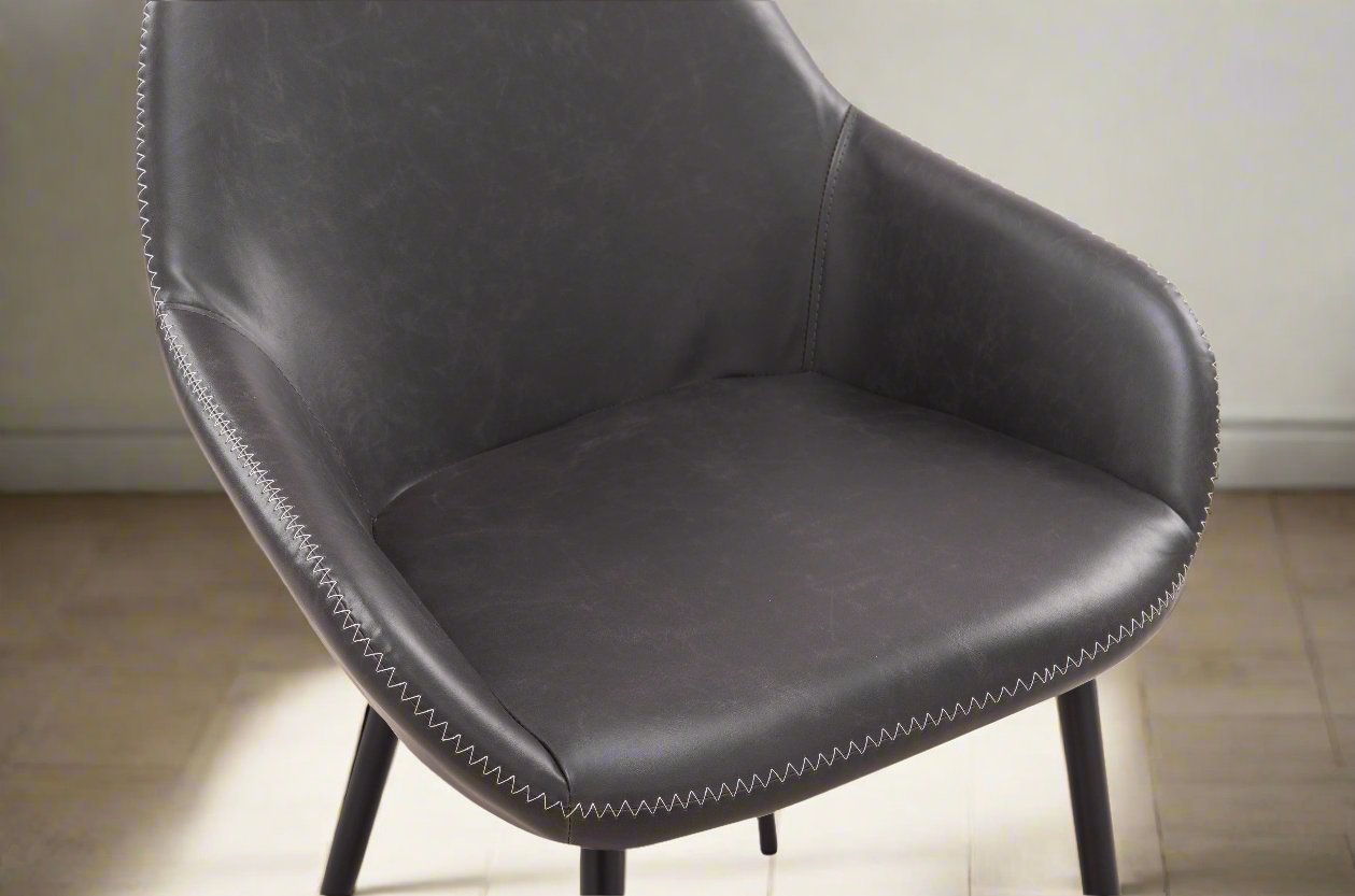 Gray Vegan Leather Upholstered Armchair (Set of 2)