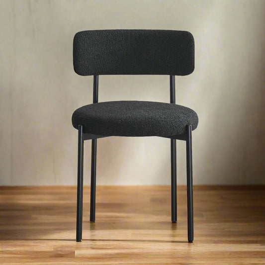 Sherwood Black Solid Back Boucle Side Chair (Set of 2)