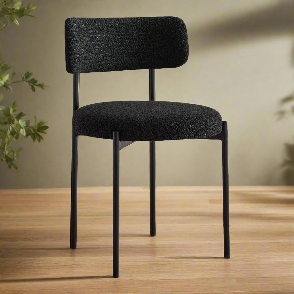 Sherwood Black Solid Back Boucle Side Chair (Set of 2)