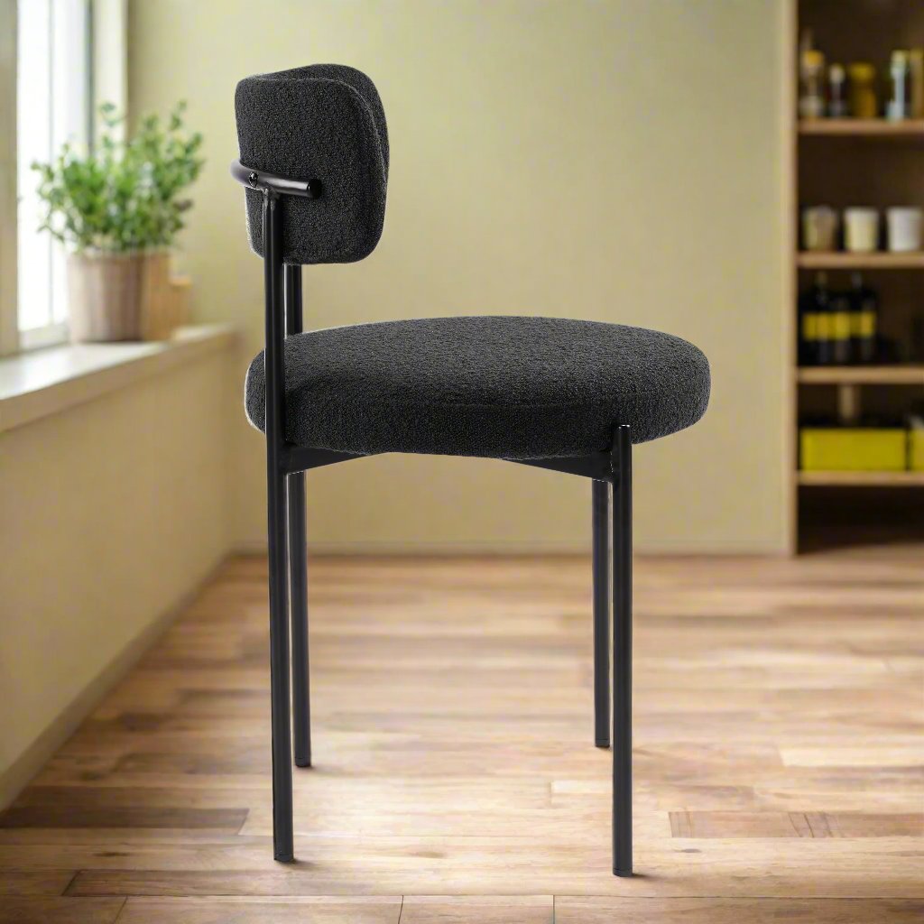 Sherwood Black Solid Back Boucle Side Chair (Set of 2)