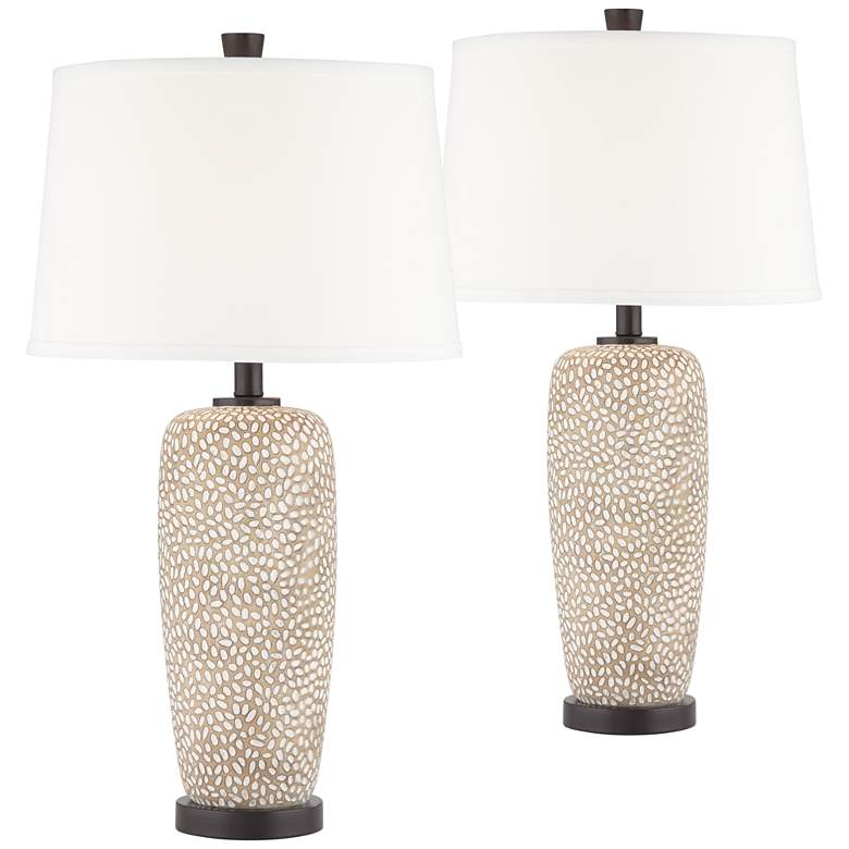 Pebbled Coastal Modern Table Lamps Set of 2