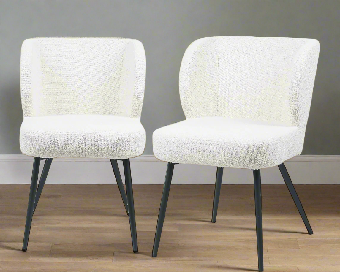 White Sherpa Dining Chairs Set of 2