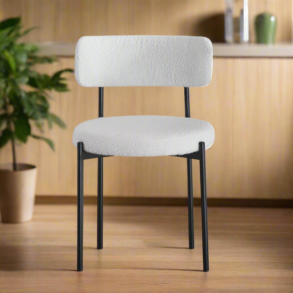 Sherwood White Solid Back Boucle Side Chair (Set of 2)