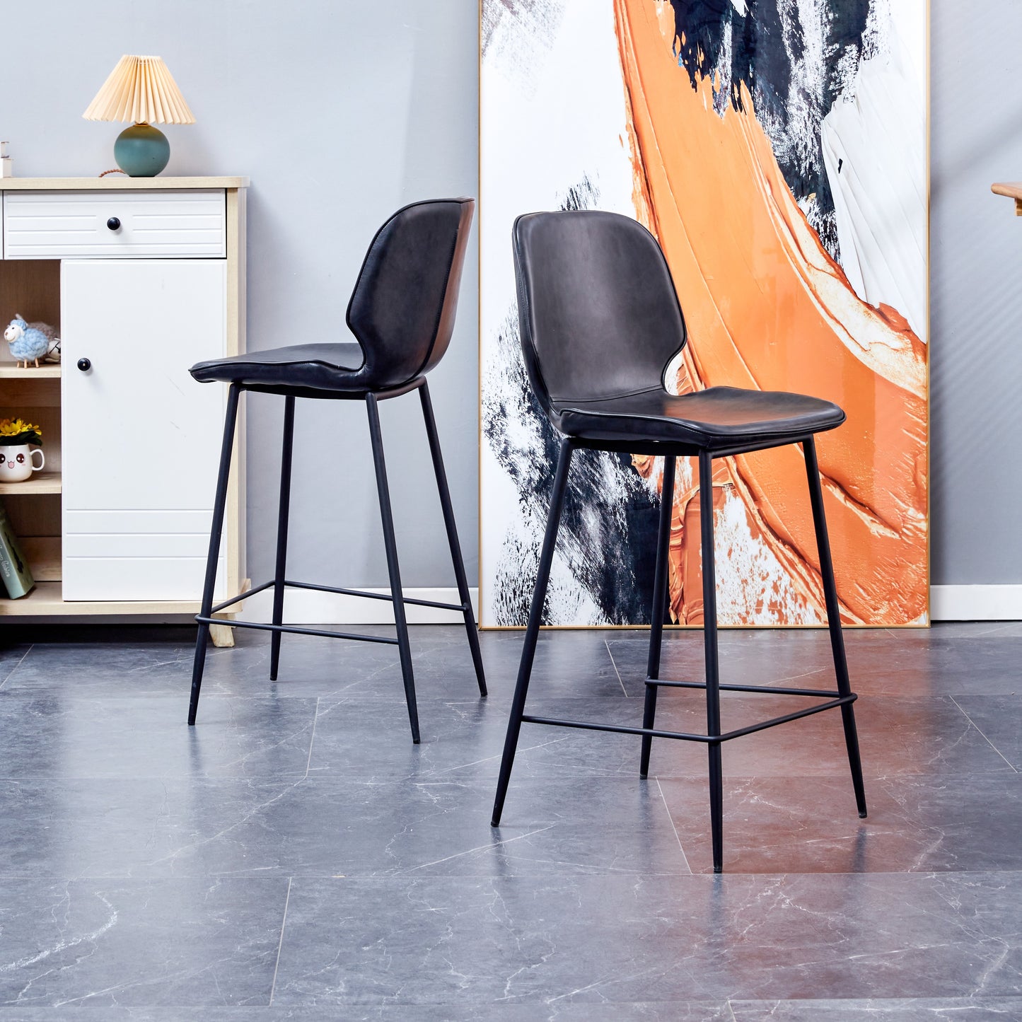 Milana Faux Leather Counter Stool (Set of 2)