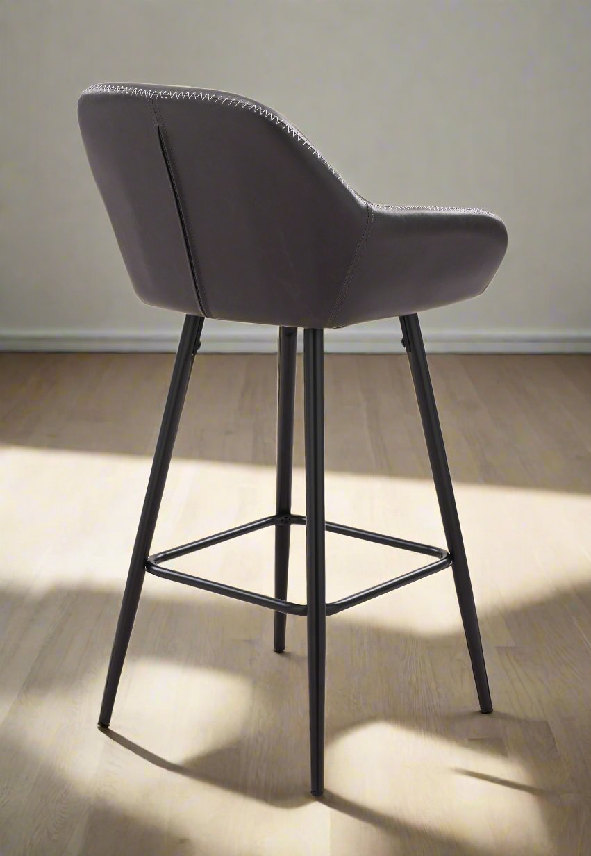 26" Vegan Leather Counter Stools in Gray (Set of 2)