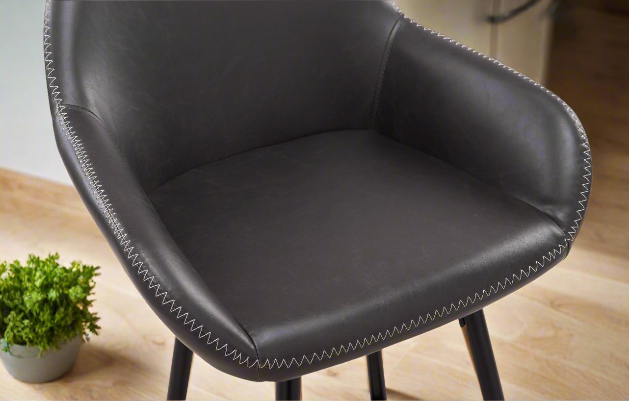 26" Vegan Leather Counter Stools in Gray (Set of 2)
