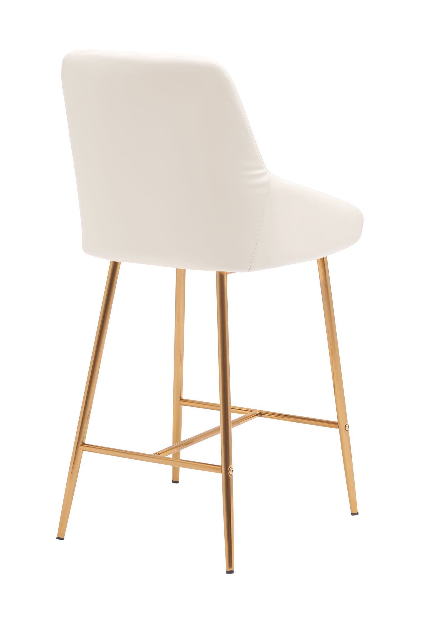 White 26" Counter Stool With Golden Legs (Set of 2)