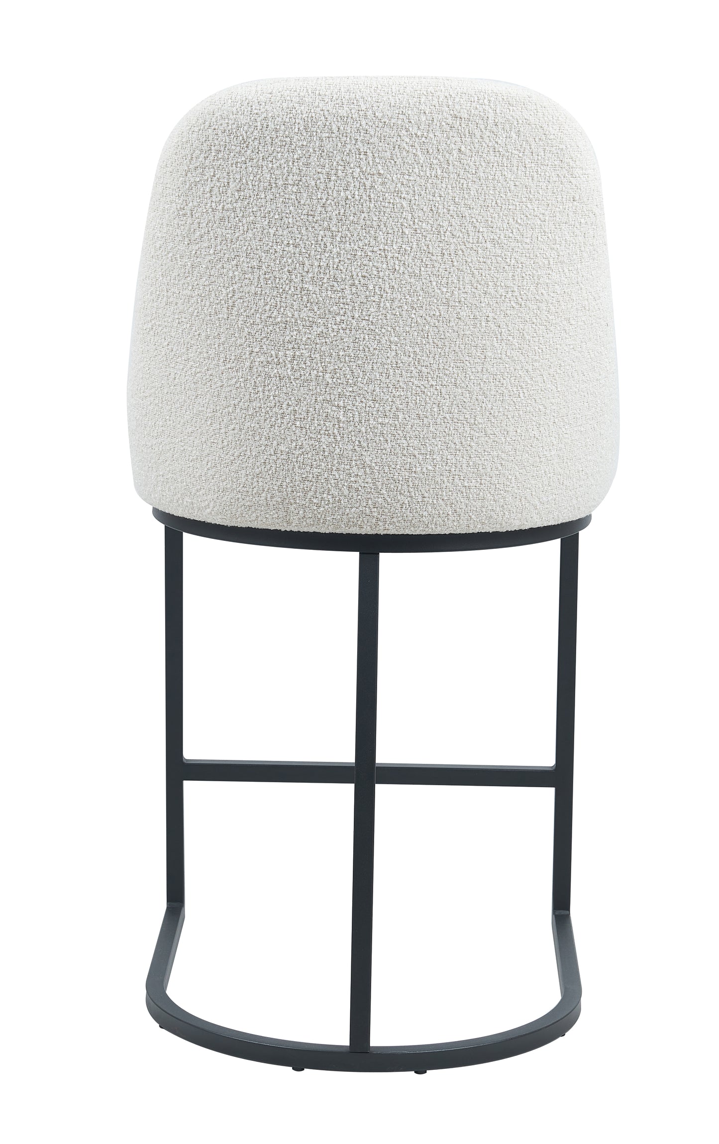 Barrelback Bar Stool 42.5 in White Backless Metal 20.75 Counter Stool with Fabric, Set of 2