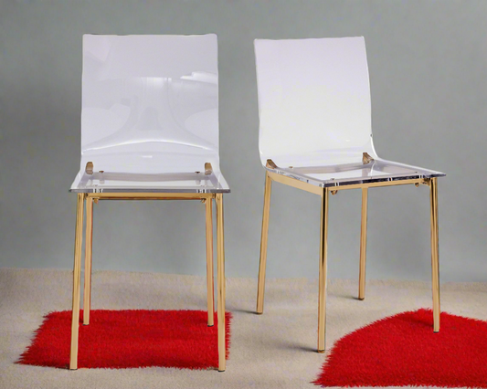 Chiaro Clear Acrylic Dining Chair With Gold Legs Set of 2