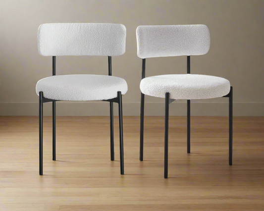 Sherwood White Solid Back Boucle Side Chair (Set of 2)