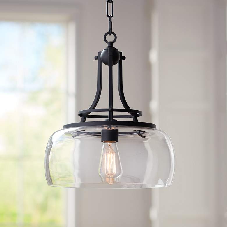 Black and Clear Glass Pendant Light