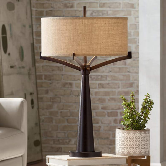 Industrial Bronze 2-Light Table Lamp