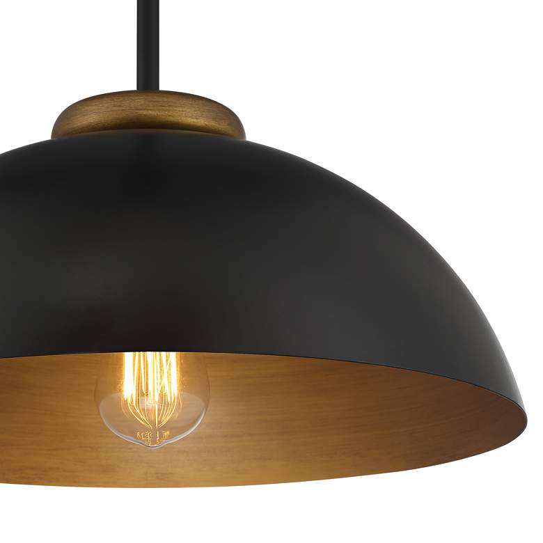 Wide Black and Gold Dome Pendant Light