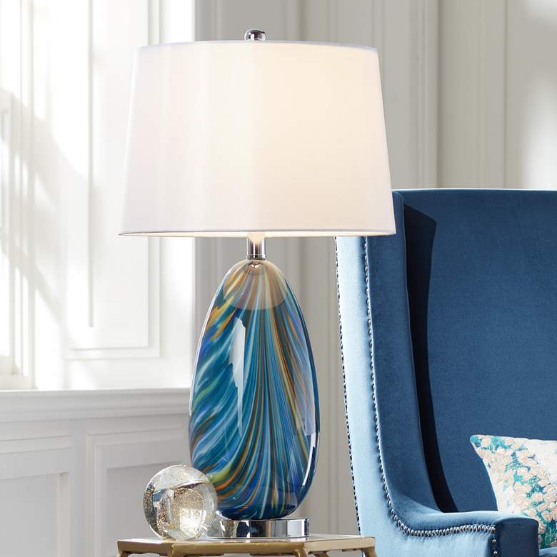 Modern Blue Art Glass Table Lamp